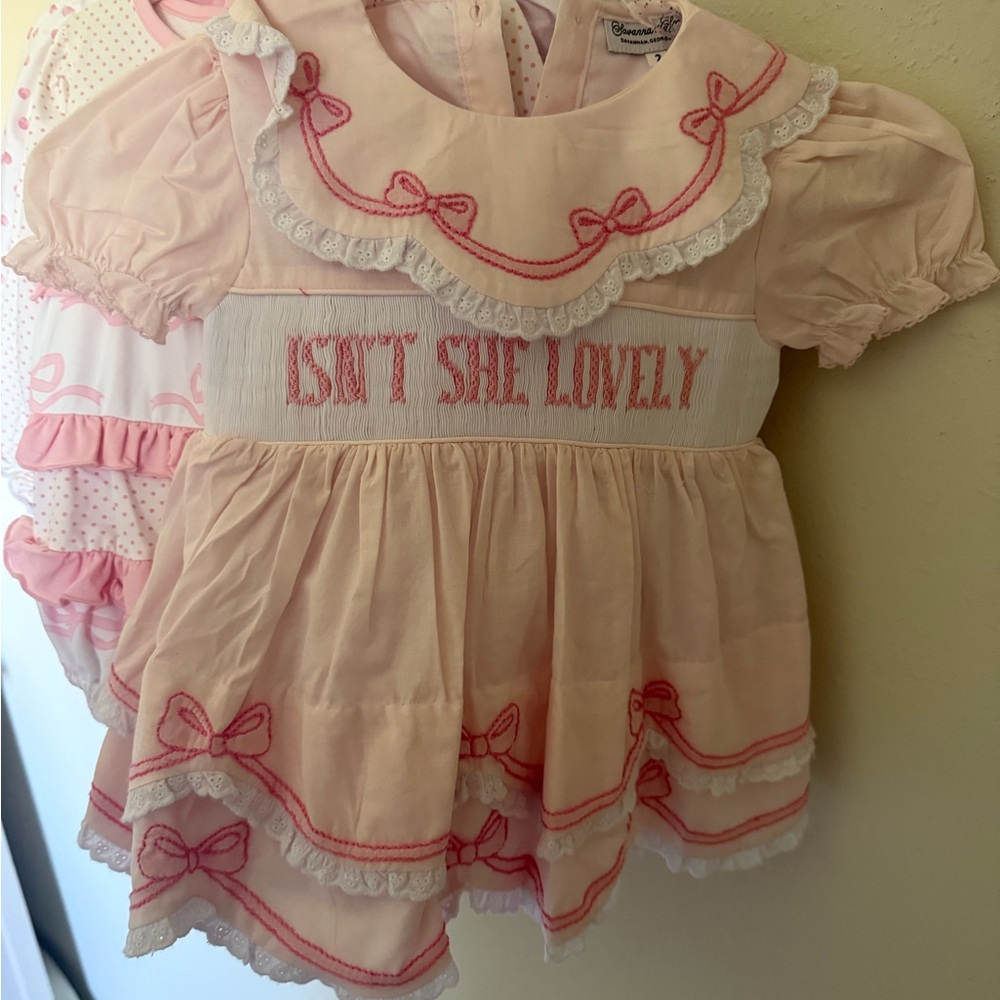 Isn't She Lovely Pink Smocked bloomer set